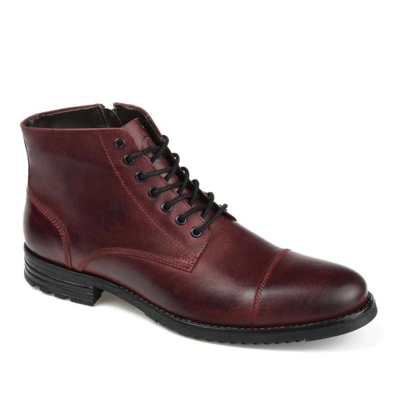 THOMAS & VINE BARTON‎ CAP TOE ANKLE BOOTS IN OXBLOOD NWOT MEN'S SIZE 8 - Picture 1 of 13